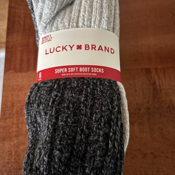 NWT Lucky Brand Women's Boot Socks Waffle Knit and Cabling Details 6 Pairs - Picture 3 of 3